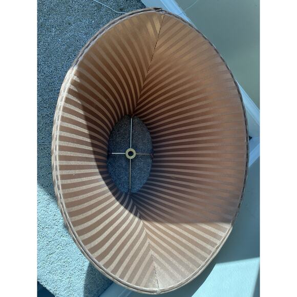 Bell Oval Lampshade Beige Brown Fabric Floor Table Shade Striped Lining Accent - Picture 4 of 4